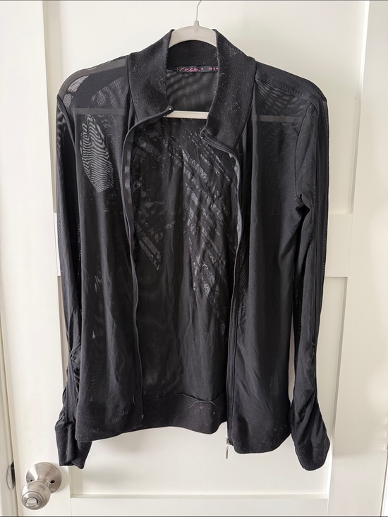 Fox Tops - Fox Black Sheer Mesh Bomber Jacket